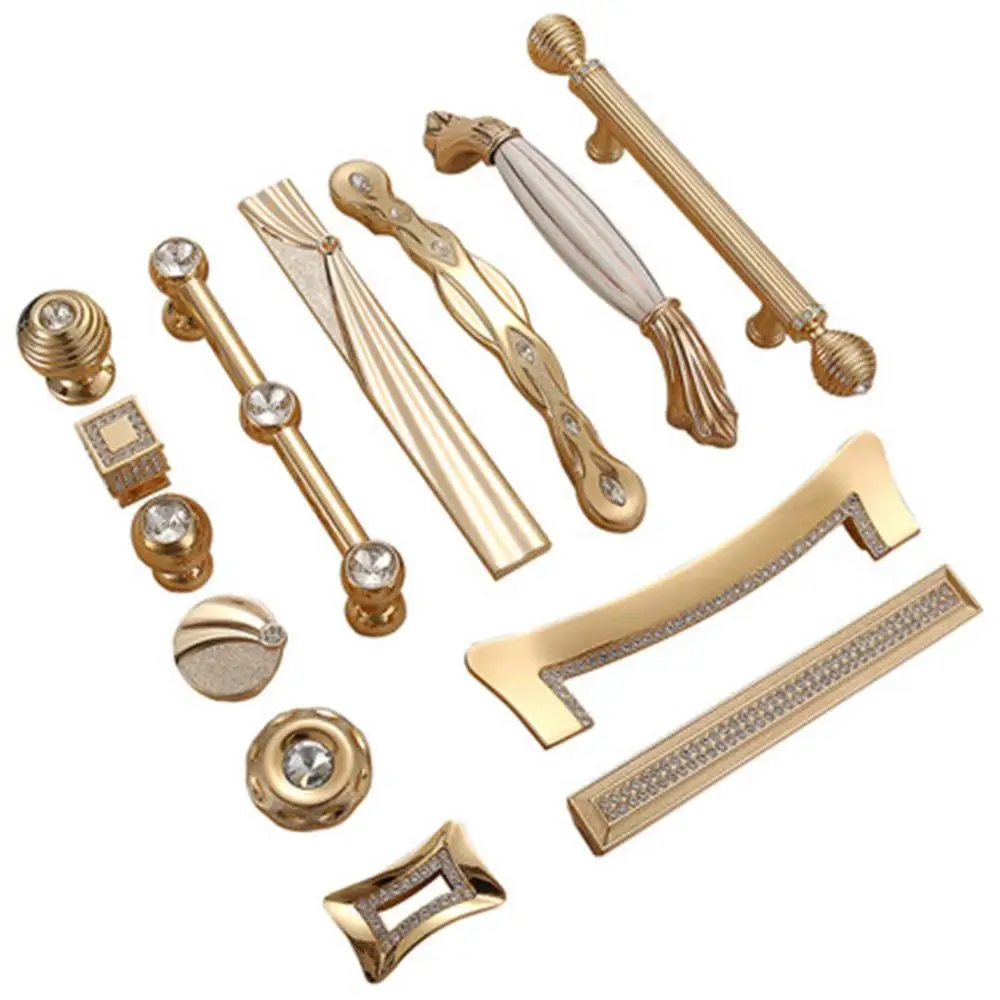 Европейские золотые инкрустированные дверные ручки домашние шкафы ящики для