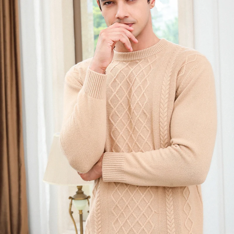 Новый мужской кашемировый свитер с круглым вырезом качественный тканевый