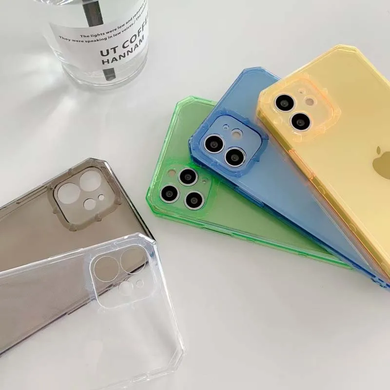 

Luxury Transparent candy color Phone Case For iPhone 12 Mini 11 Pro Max XS 7 8 Plus X XR SE2020 Soft Shockproof Cover