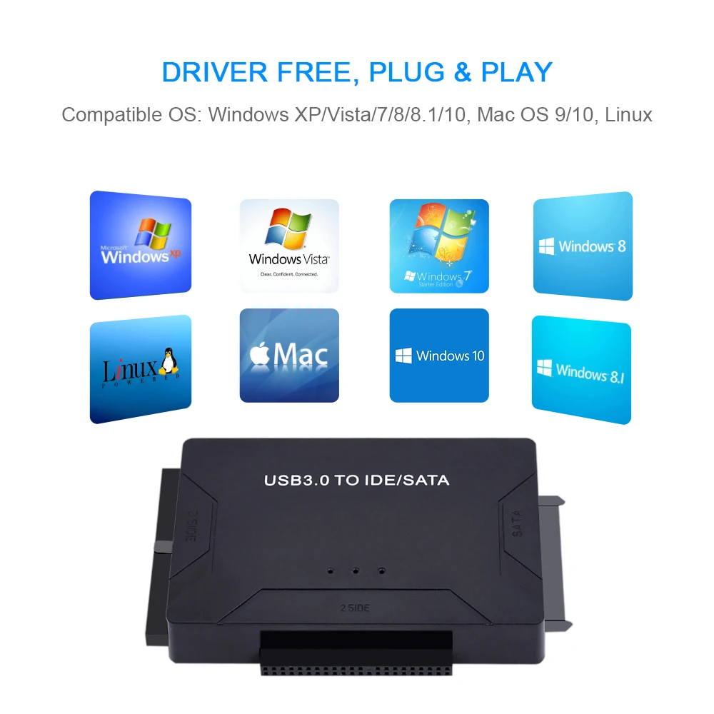 Адаптер CHIPAL 3 в 1 с SATA на USB IDE 0 ATA преобразователь данных для ПК 2 5 дюйма SSD HDD + кабель