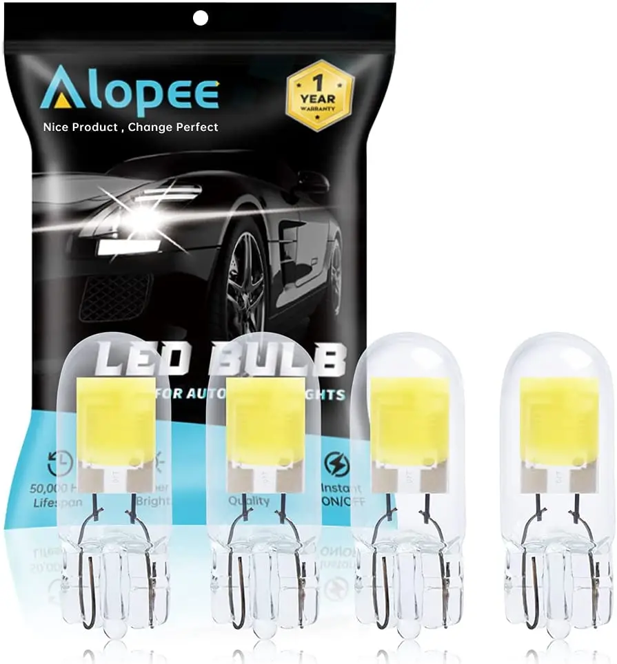 

4-Pack T10 White COB Source Light LED Bulbs Replacement for 194 W5W 168 2825 501 Halogen bulb Car Interior License Plate Light