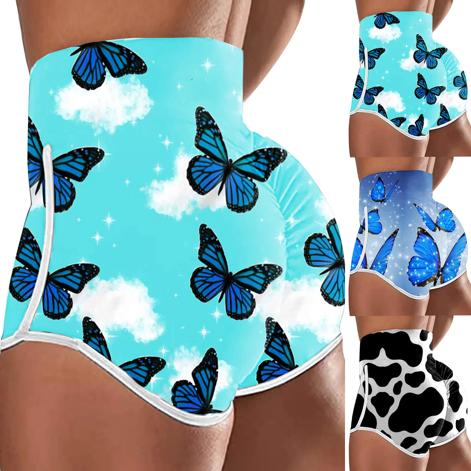

Women's Fashion Casual Print Breathability Mid Waist Sexy Slim Sports Shorts Print Shorts Summer Casual High Waist Short Pants