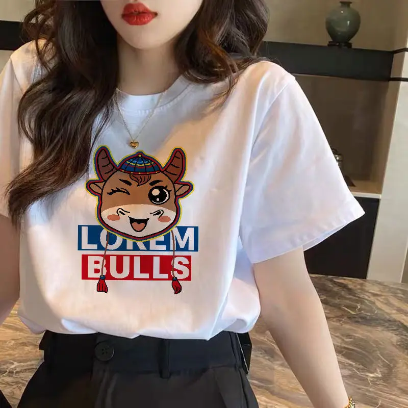 

Pure cotton t-shirt summer top all-match Korean loose print women's short-sleeved Harajuku style ins top women