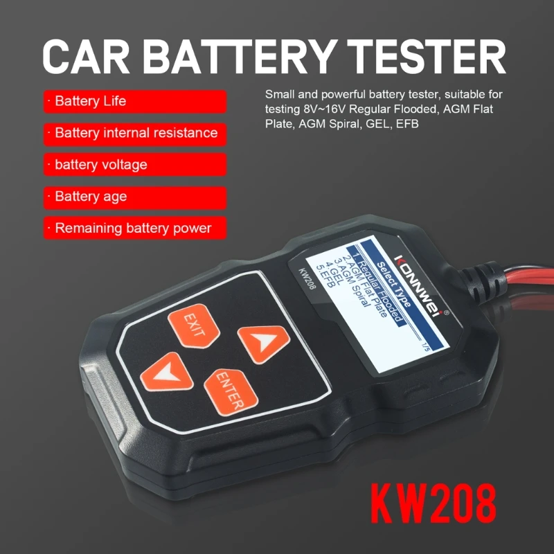 KW208 автомобиля Батарея Тесты er Зарядное устройство анализатор 12V 100 2000CCA зарядки
