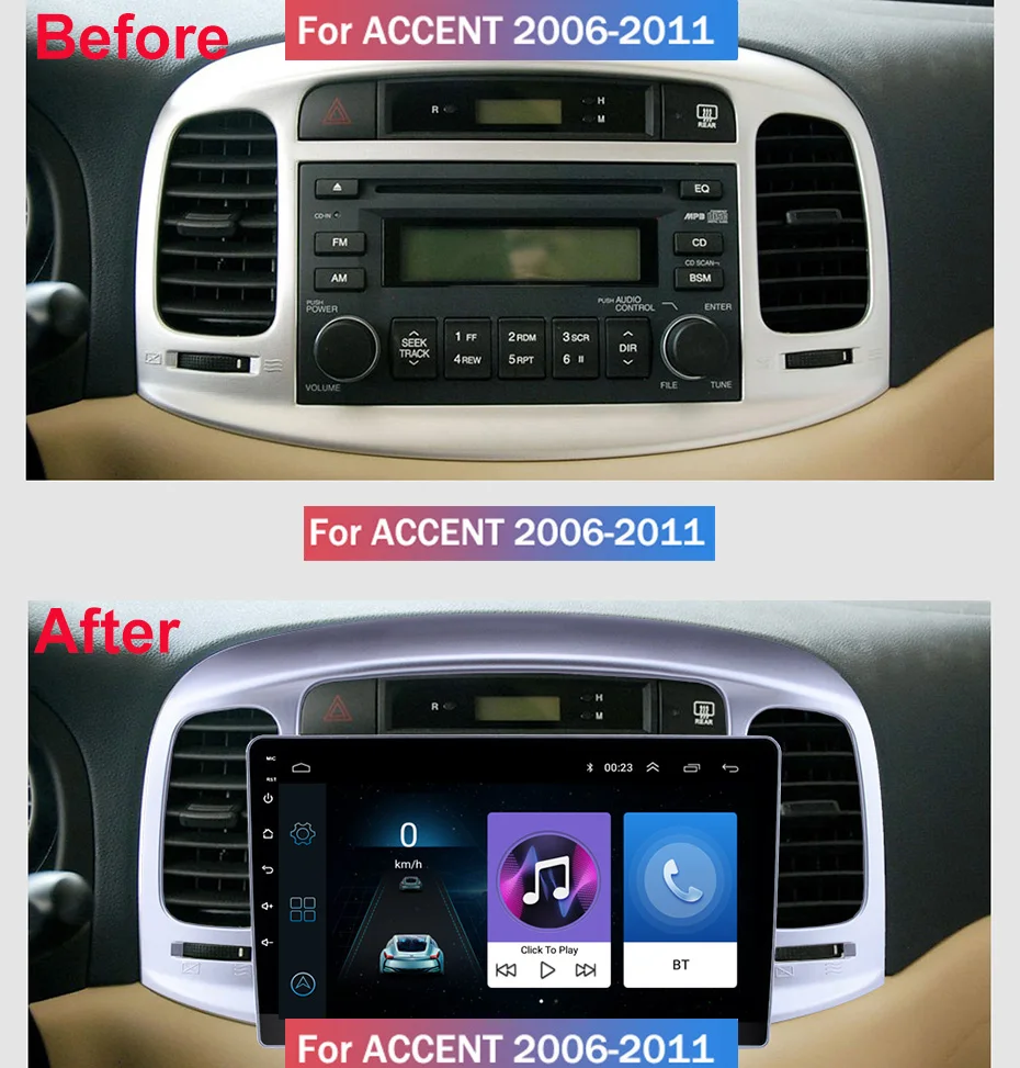 Для hyundai Accent 2006-2011 Автомобильный Радио Мультимедиа Видео плеер навигация gps Android 8 1