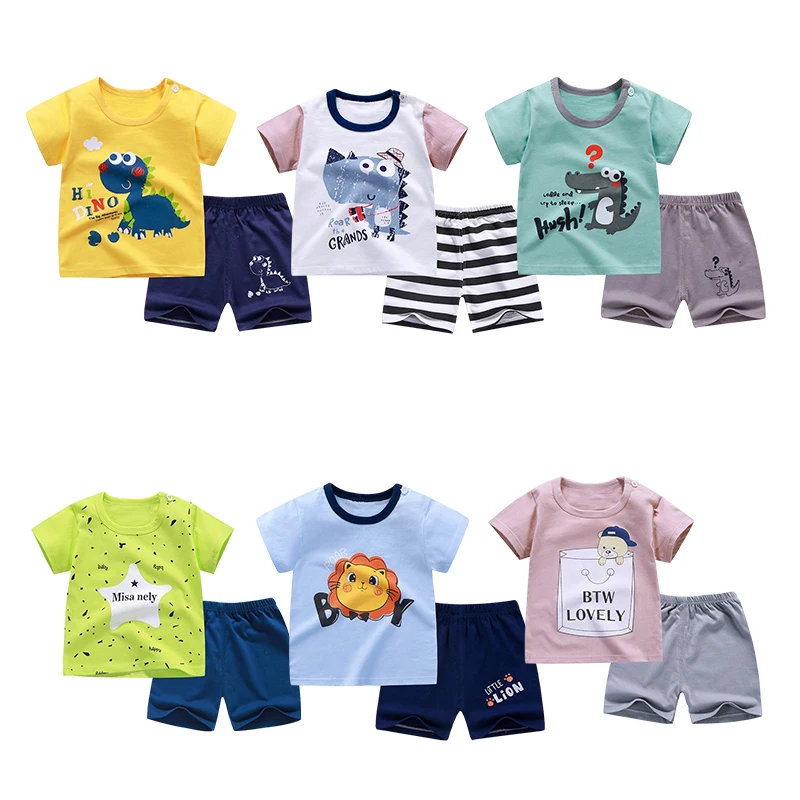 

Andy Papa Summer New Toddler Baby Boys Short Sleeve Clothes Sets Kids Girls Cotton Tops Pajamas Suits Children's Cute Outfits