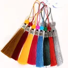 15 шт. красочные бусины с кисточками, металлическая крышка, Очаровательная подвеска, хлопковые шелковые кисточки для рукоделия, брелок для ключей, занавеска, ювелирные аксессуары