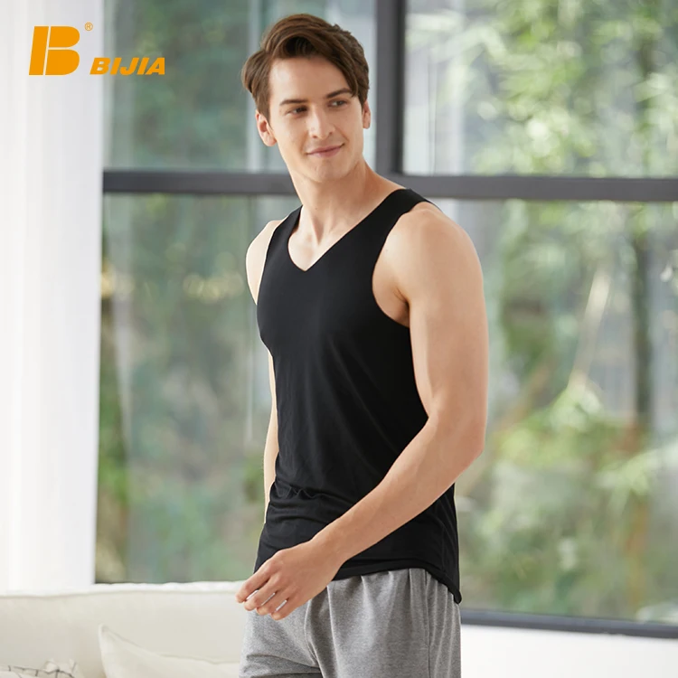 

Wholesale black color tank top breathable gym running men's tank top