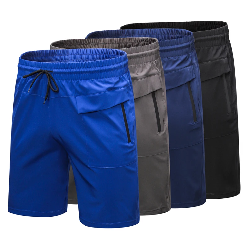 Plus Size Men Gym Shorts Summer Running Zip Pocket Training Sport Short Fitness Quick Dry Breathable Workout Sportswear | Спорт и