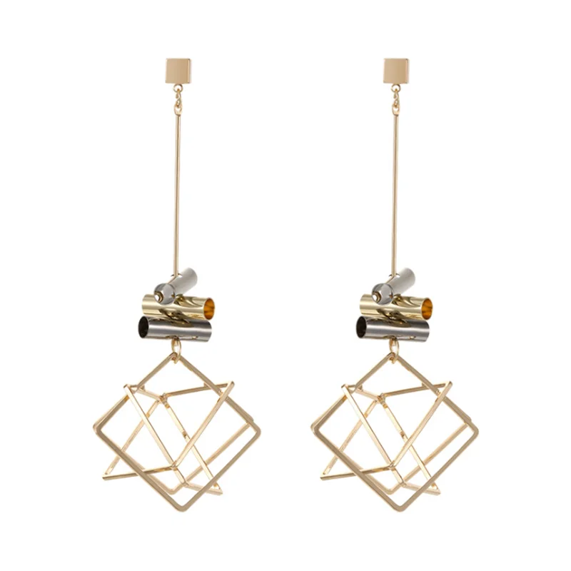 Женские модные длинные серьги подвески трехмерные симметричные праздничные