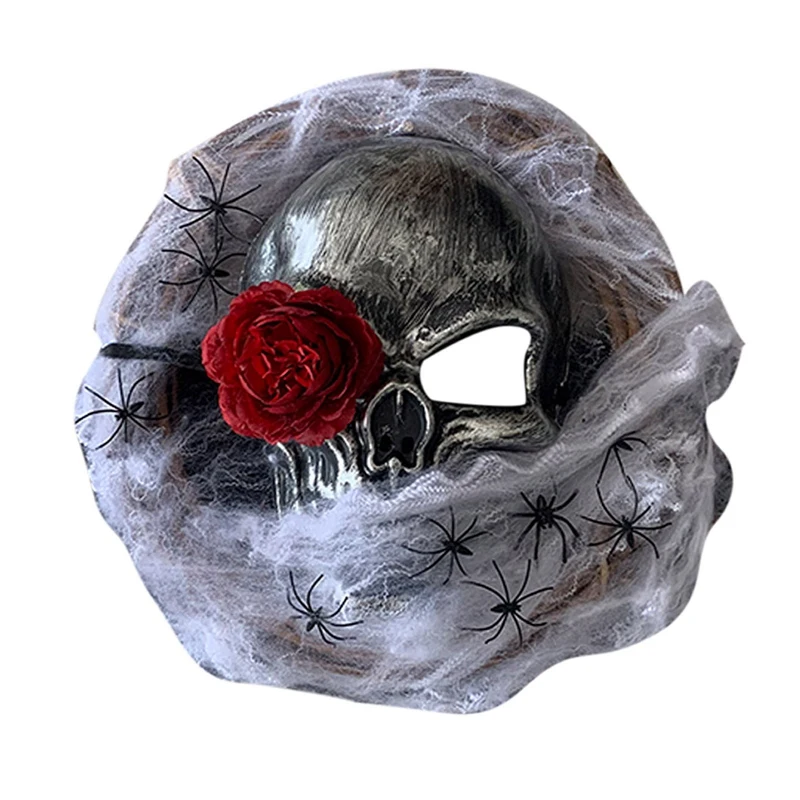 

Halloween Wreath Door Hanging Decoration Halloween Skull Mask Wreath Happy Halloween Party Home Party Supplies