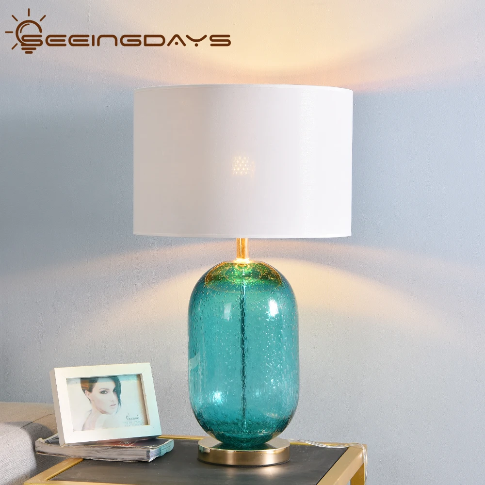 Большая Глянцевая Хрустальная настольная лампа светодиодная для спальни