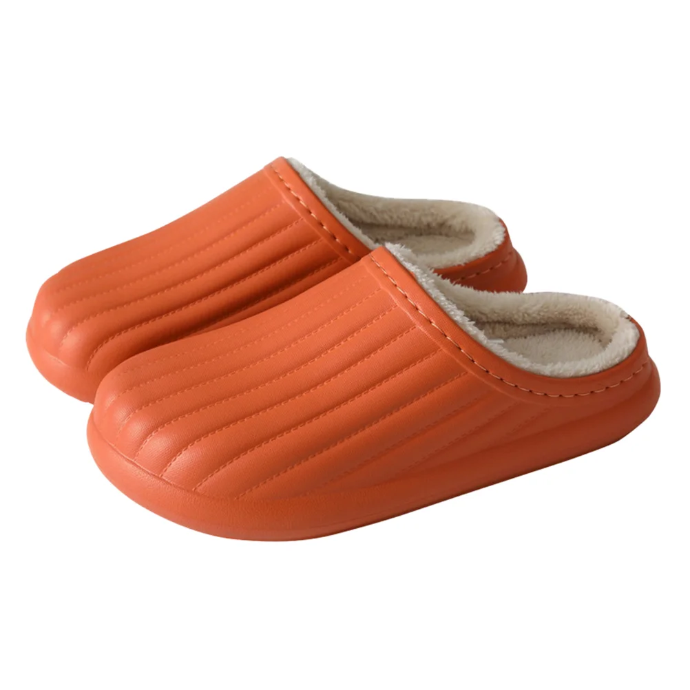 

1 Pair Plush Slippers Indoor Anti-skid Slippers Winter Warm-keeping Slippers