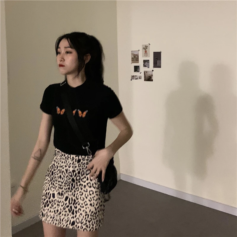 

Mazefeng 2020 New Women Sexy Leopard Print Casual Skirts Short Vintage Tops Women Package Hip Skirts Female Waist High Skirts