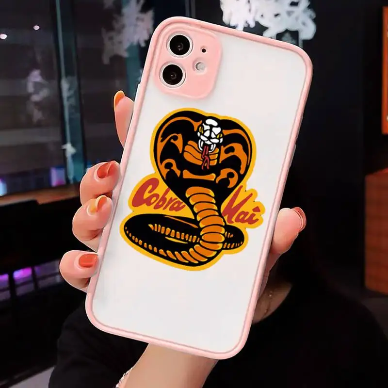

cobra kai snake 2 Phone Case For iPhone 12 11 Mini Pro XR XS Max 7 8 Plus X Matte transparent Pink Back Cover