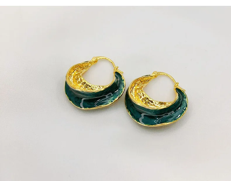 

Hoop Earrings Jewelry SP French Celi Style Vintage Handmade Brass 18K Real Gold Plating Irregular Fashion Super Jewelry Trendy