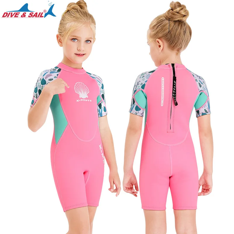 

2.5mm Neoprene Youth Kids Wetsuit Shorty Surfing Suit Short Sleeve Diving Snorkeling Swimming Jumpsuit Scuba Dive Swimwear Girls