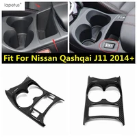 for nissan qashqai j11 2014 2020 front central console water cup holder frame cover trim abs matte carbon fiber accessories