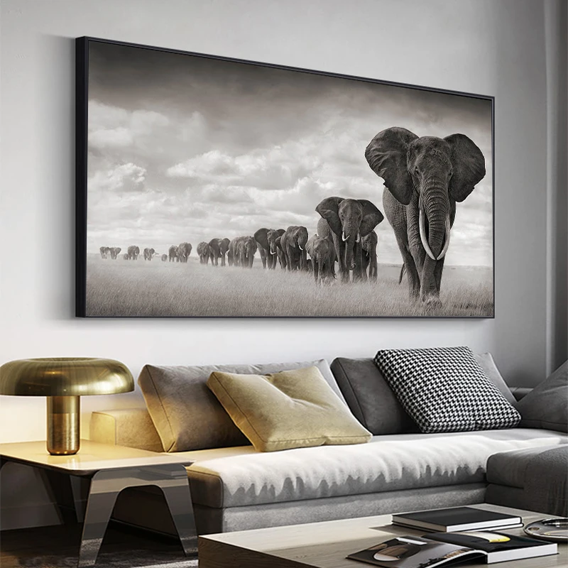 

African Elephant Canvas Painting Animal Wall Art Posters Prints Cuadros Nordic Pictures for Living Room Decoracion Hogar Moderno