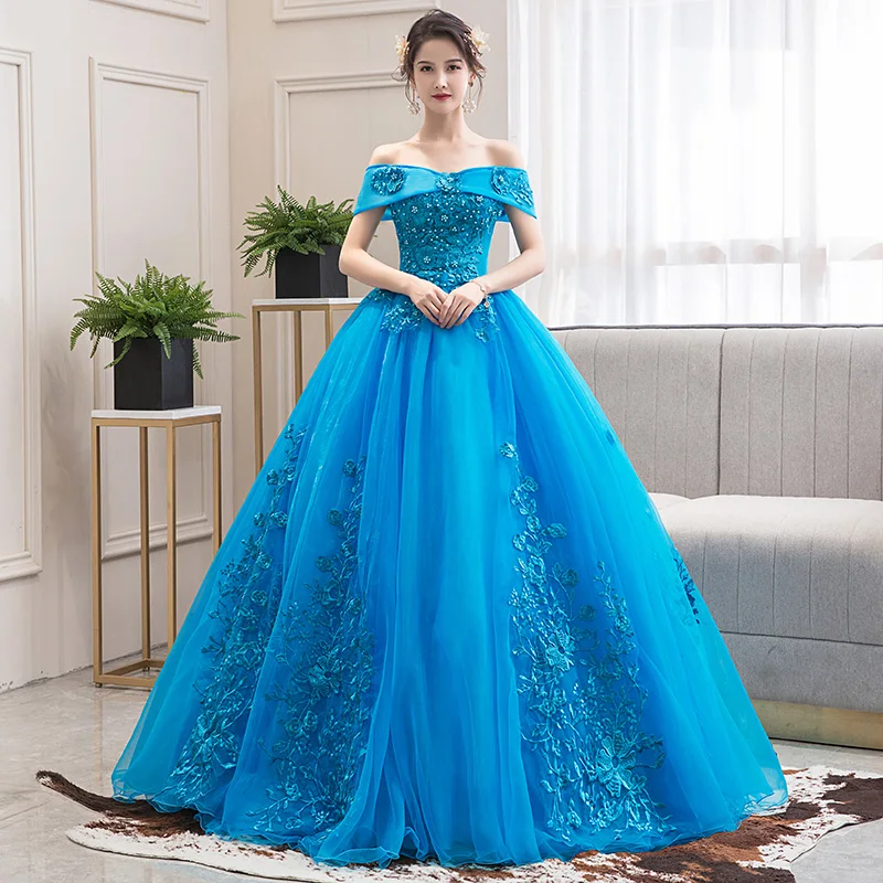 2021 Новое платье с открытыми плечами Эксклюзивная тесьма Вечерние Vestidos 15 Anos