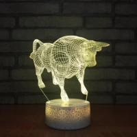 7 colors changing bull 3d led night light usb bluetooth speaker table lamp for home living room bedroom decoration lampara lampe