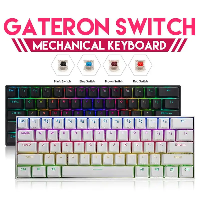 

Клавиатура Feker Механическая проводная, 61 клавиша, bluetooth, 1,68 МП, RGB-подсветка