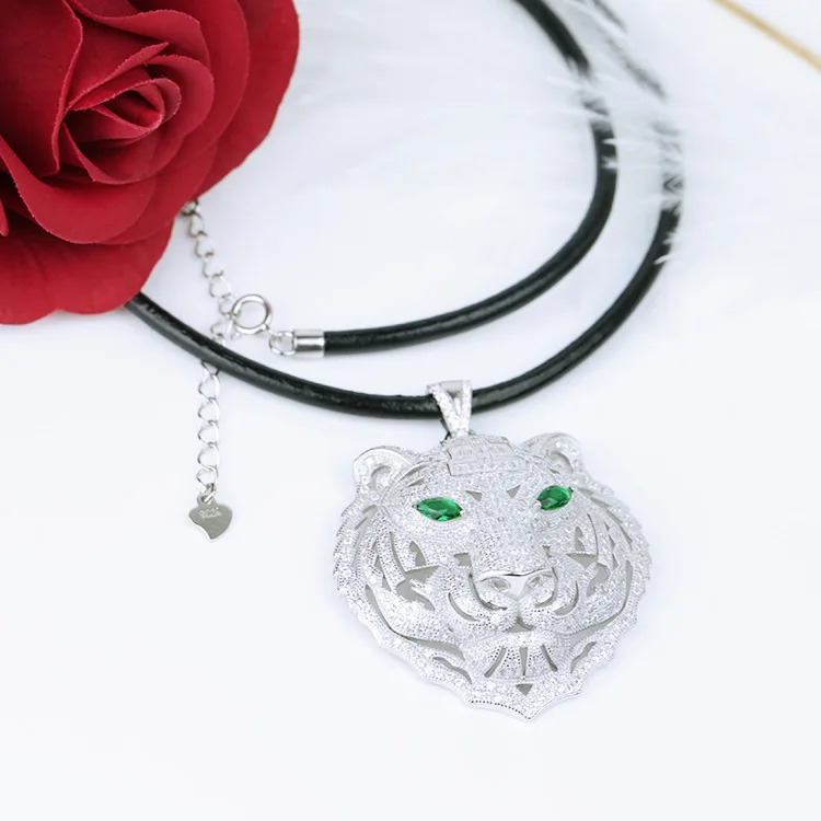 925 пробы серебро Циркон Подвеска &quotПантера&quot &amp ожерелье нержавеющая сталь с