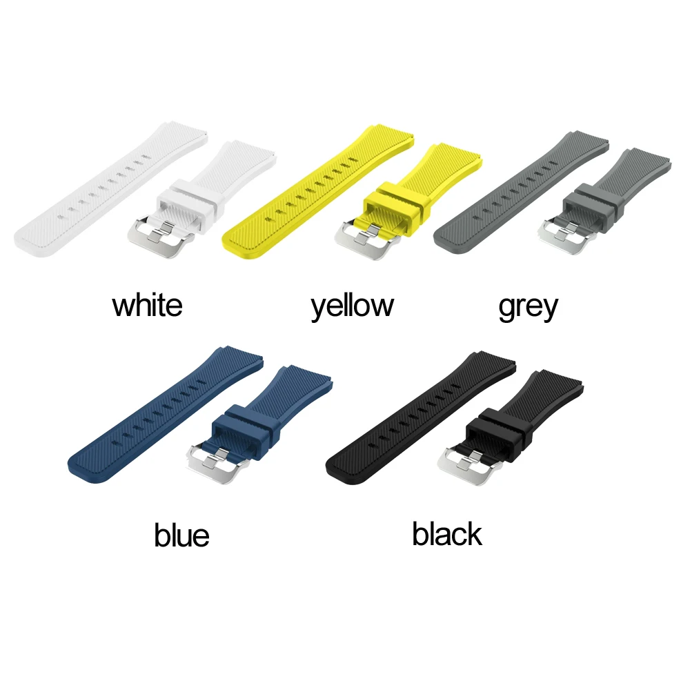 

22mm Soft Silicone Band Strap Wristbands for Huawei Watch GT 2 46mm Samsung Gear S3 Replacement Sport Bracelet Strap Buckle