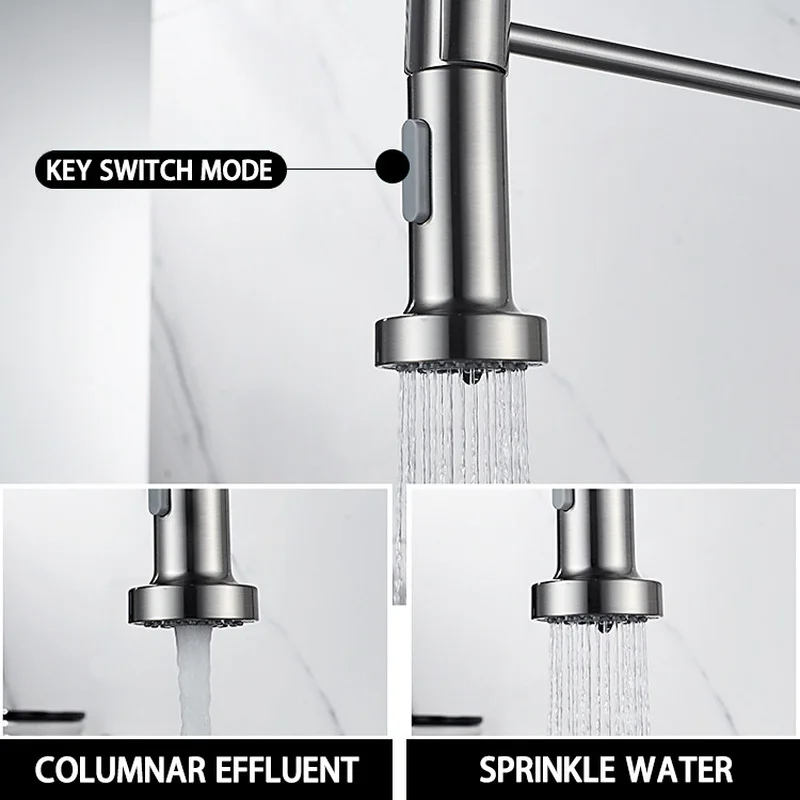 

Kitchen Faucet Spring Faucets Deck Mounted Mixer Tap 360 Degree Rotation Stream Sprayer Nozzle Kitchen Sink Hot Cold Taps