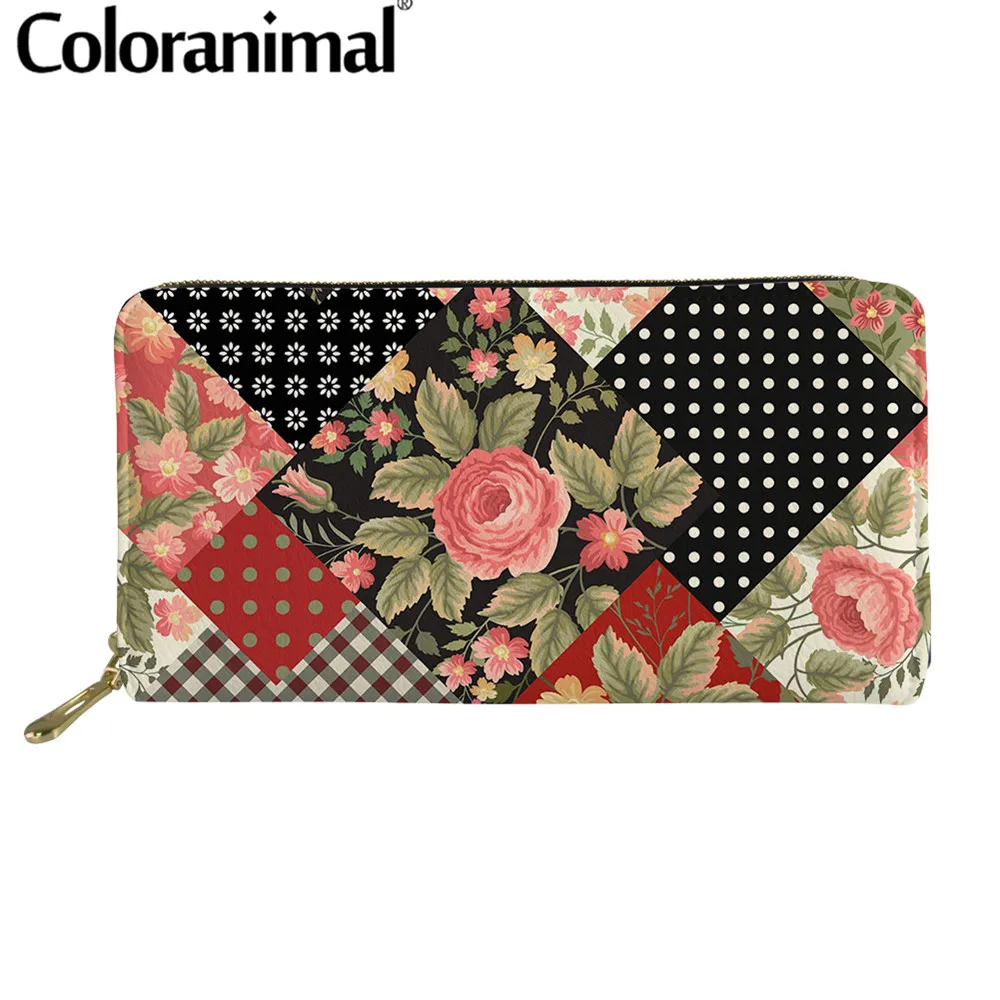 Coloranimal женские кожаные бумажники с застежкой молнией 3D Лоскутная дизайнерский