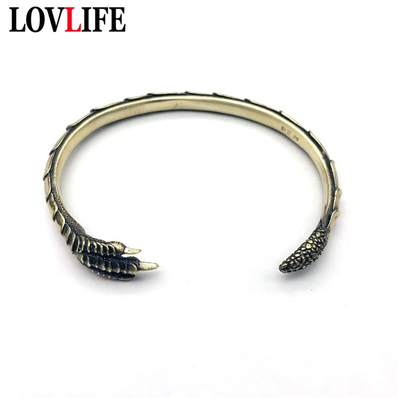 Новый браслет с орлиным когтем из чистой латуни, античное ремесло, Ретро стиль, модный женский браслет, ювелирные изделия, модные мужские браслеты