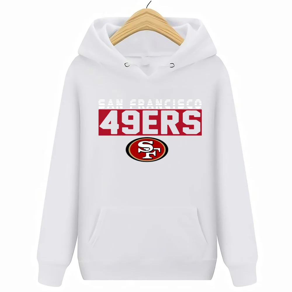 Белый Majestic Heathered Charcoal Сан Харадзюку принт Франсиско Лето 49Ers входят в игры толстовки и толстовки - Цвет: Белый
