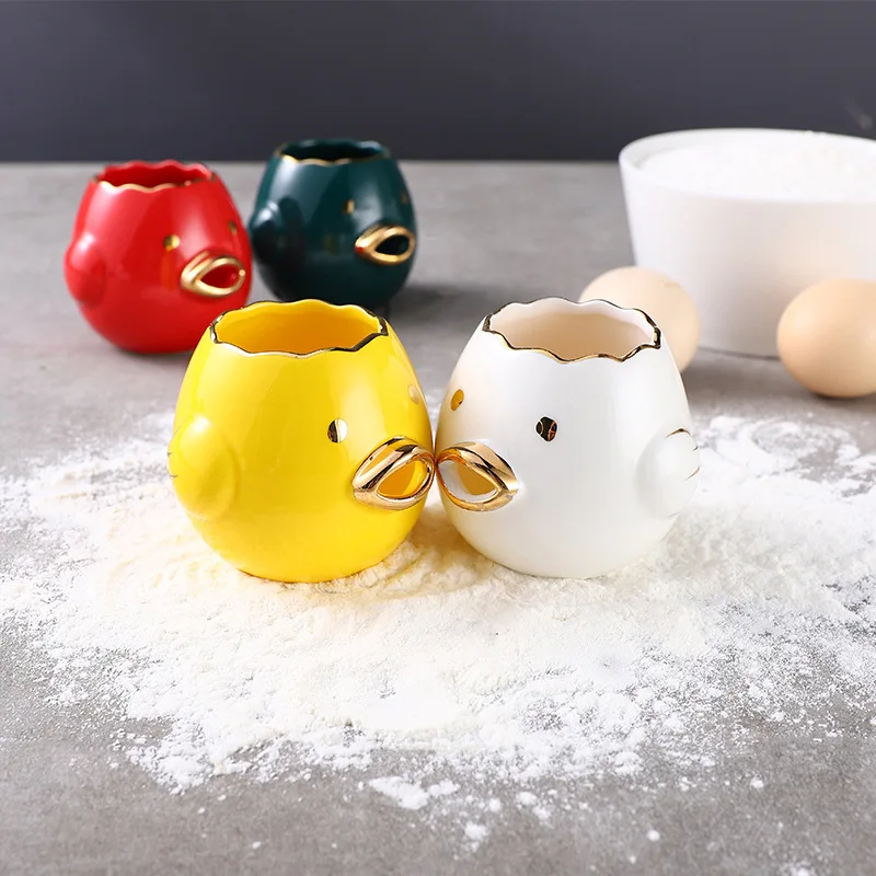 

Ceramic Egg White Separator, Cute Chick Shape Novelty Filter Kitchen Baking Tool