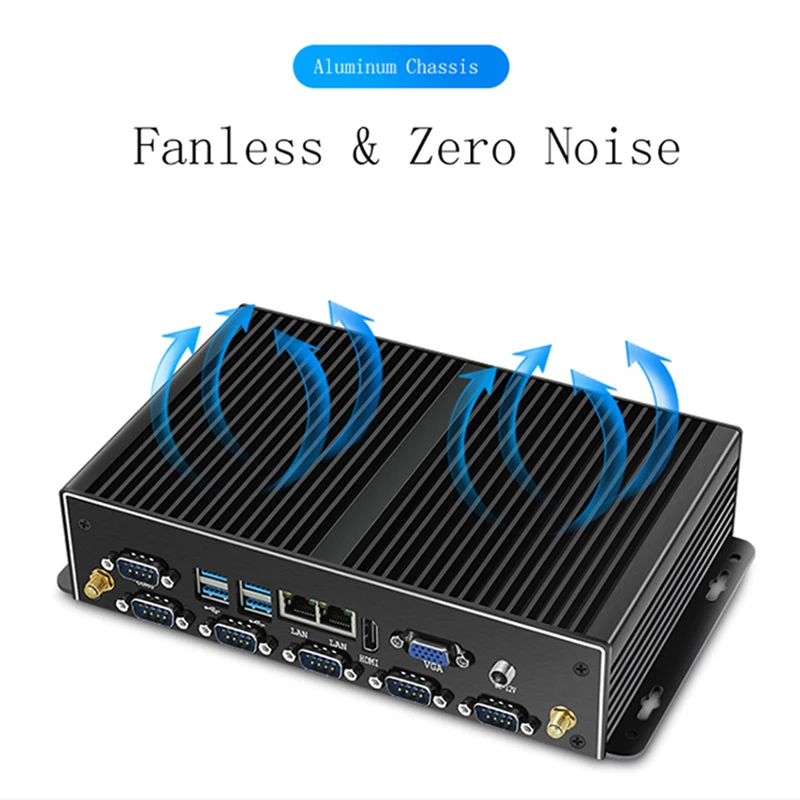 Мини ПК без вентилятора XCY двойной гигабитный Ethernet Lan 6 * com портов мини компьютер
