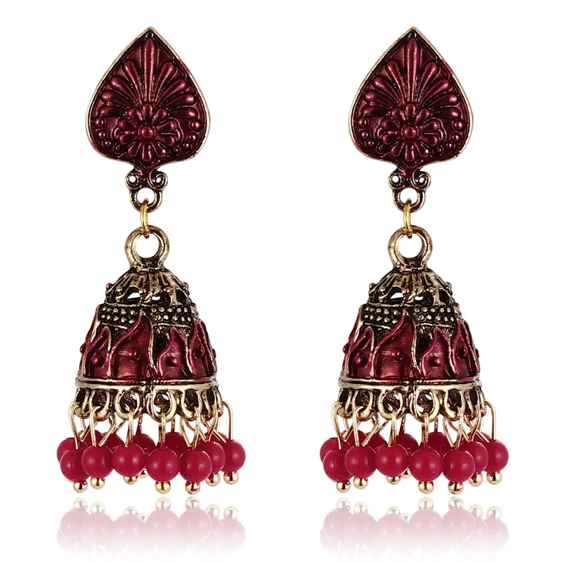 EH2011 ZOSHI, женские винтажные серьги,, этнический полый цветок, цыганский колокольчик, висячие серьги, индийские украшения, серьги, аксессуары - Окраска металла: EH2011
