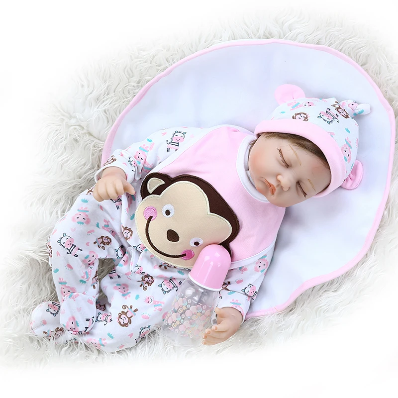 55 см мягкие силиконовые реалистичные Пинки reborn baby sleeping bebe Кукла touch cudly doll ручная