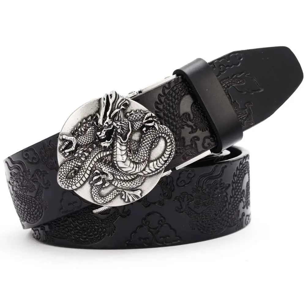 Для мужчин из натуральной кожи, платье пояс с автоматическим BuckleFashion кожа Ремни со съемными Пряжка из сплава - Цвет: black 2