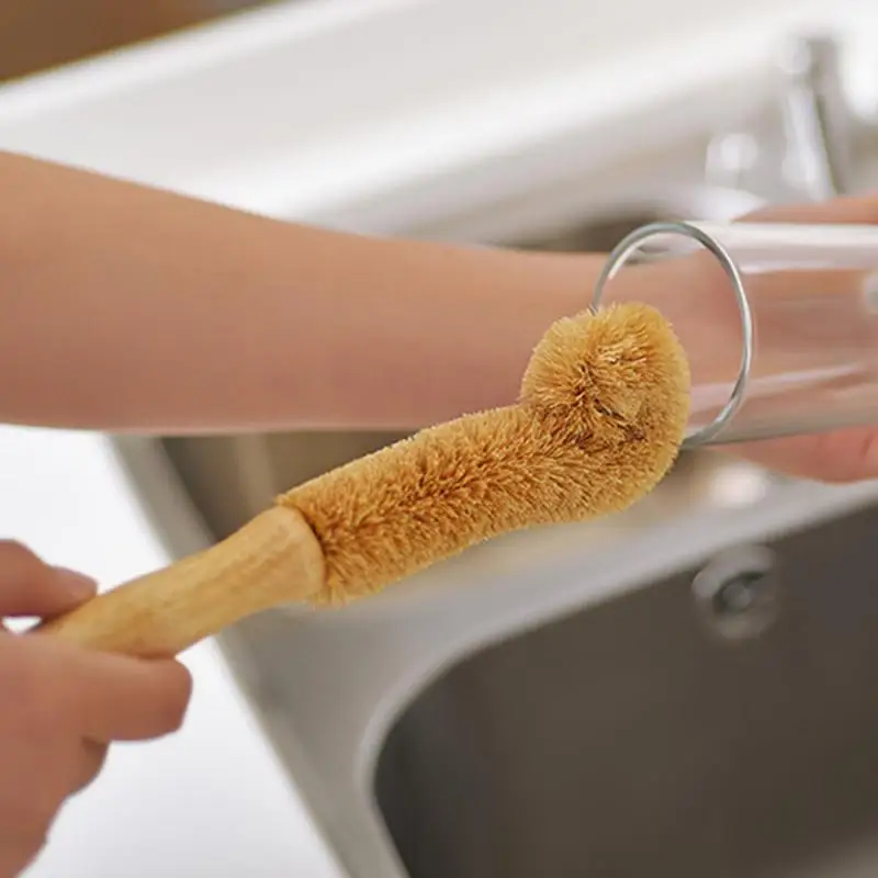 Щетка для чашек с кокосовым деревом щетка бутылок длинной ручкой кухонный Пинцет