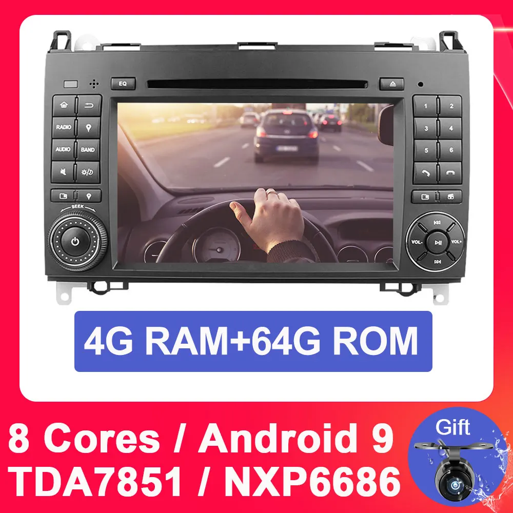 Eunavi 2 din Android 9 автомобильный DVD мультимедиа для Mercedes Benz Sprinter Vito W169 W245 W469 W639 W906 B200 Авто радио gps Восьмиядерный - Цвет: PX5 4G 64G