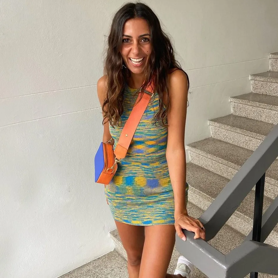 

Mandylandy Women's Sexy Sleeveless High Waist O-Neck Slim Mini Dress Summer Fashion Tie-Dyed Printed Knitted Dress