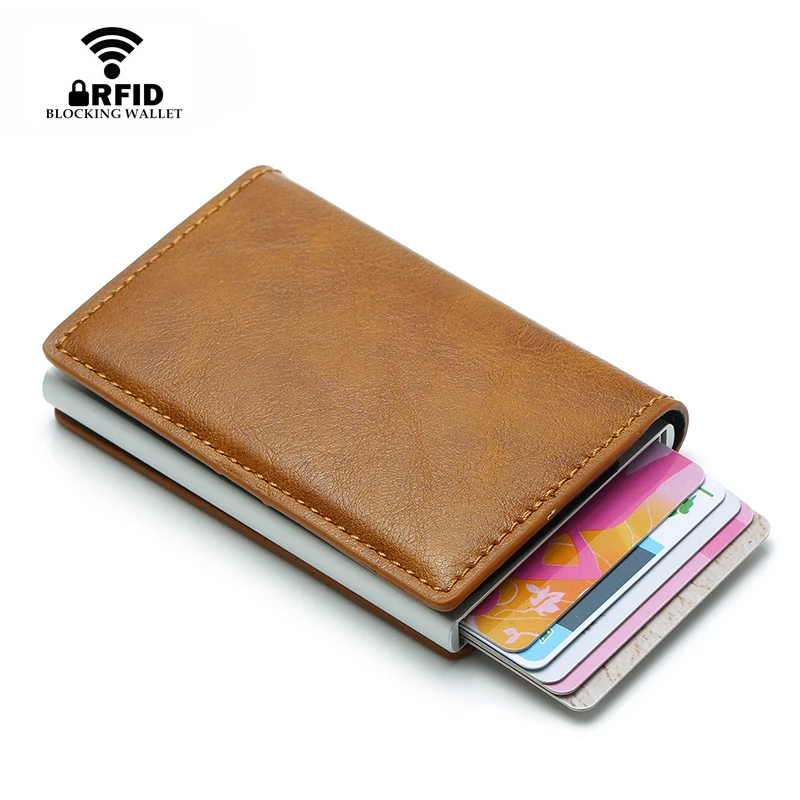 Держатель для карт Rfid кошельки мужчин кошелек денег мужской короткий кожаный
