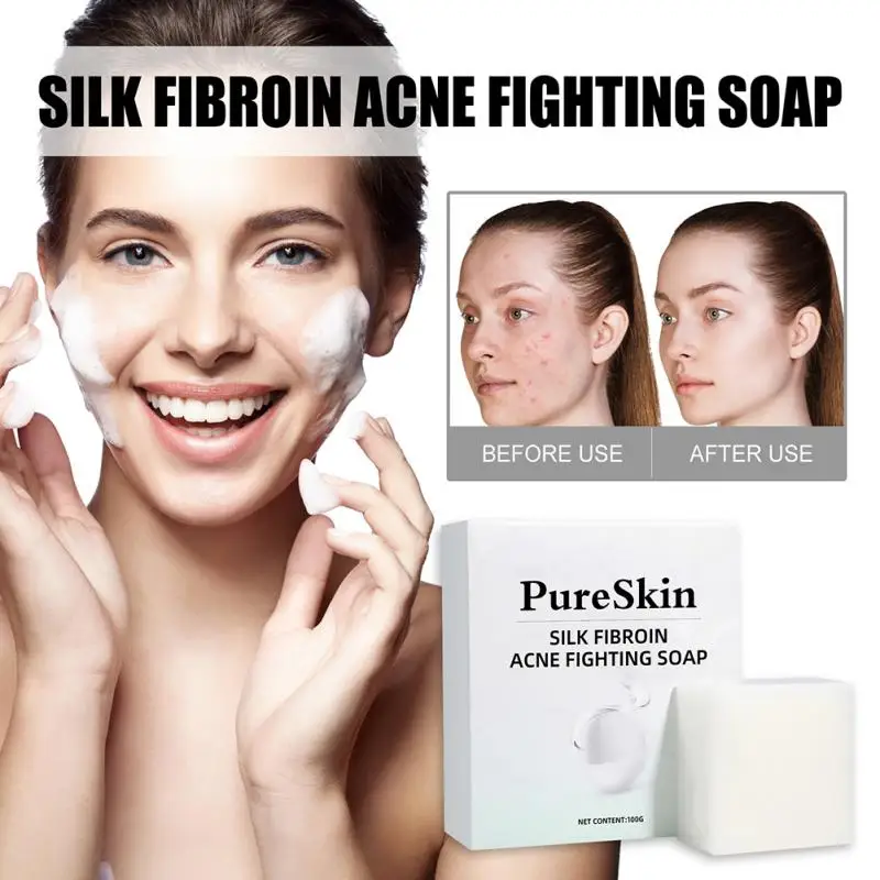 

Natural Whitening Soap Moisturize Soap Cleansing Removal Mites Acne Face Soap Silk Fibroin AcneA Soap Facial Skin care TSLM1