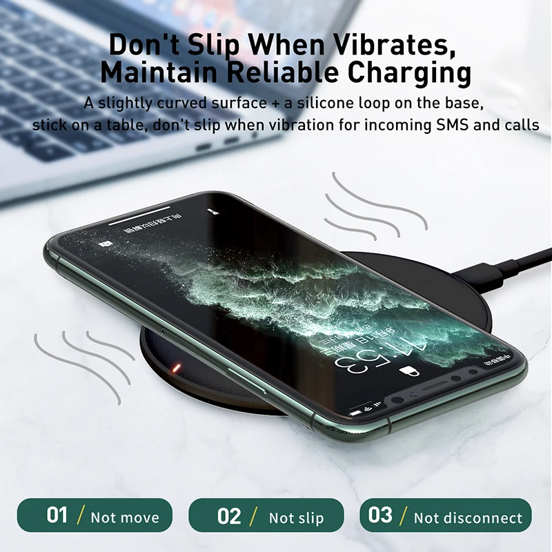 Беспроводное зарядное устройство из Baseus кожи для iPhone 11 Pro Xs Max Xr X 8 Plus настольное