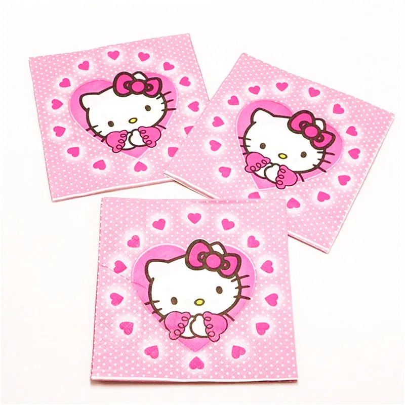 Napkins-20pcs 1 шт., розовый рисунок hello kitty, 108*180 см, для украшения дня рождения, Детские вечерние принадлежности, одноразовая посуда, скатерть для душа ребенка - Цвет: Napkins-20pcs