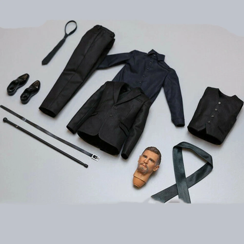 

1/6 MAT003 Master Ninja Liam Neeson Head Sculpture Costume Model With Clothes For 12" Action Figure Body