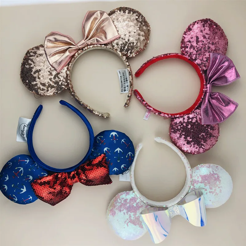 

2020 New Disney High Quality Hair Band Park Style Mickey Hair Band Headband Bow Hair Ornament Kid Gift