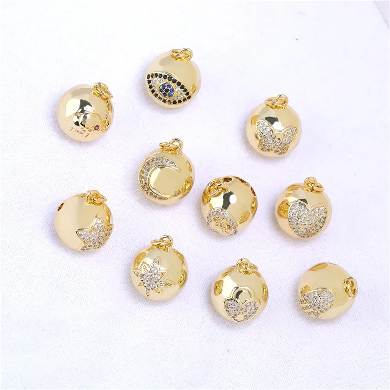 

Cute Round Ball Charms For DIY Jewelry Accessories Inlaid Zircon Evil Eye Hamsa Charms Pendants Necklace Makings