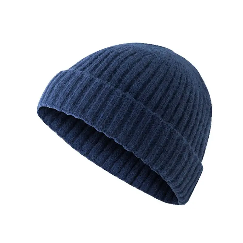 Unisex Men Women Rollup Trim Warm Ribbed Knitted Skull Cap Brimless Elastic Casual Beanie Melon Hat Turn Ski Fisherman | Аксессуары для