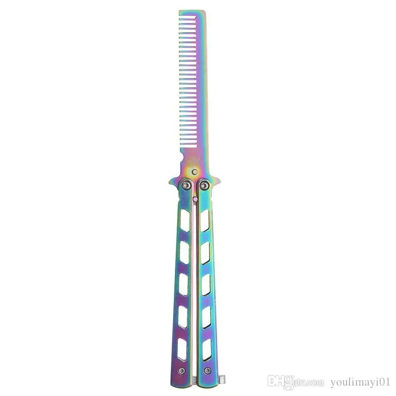Складная расческа для волос Rainbow из нержавеющей стали тренировочный нож-бабочка