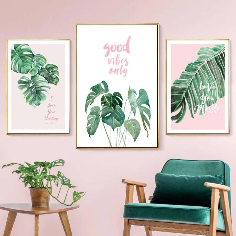 Green Plant Leaf Print Tropical Leave Poster Canvas Painting Wall ArtWall Pictures for Living Room Home Decoration Nordic | Дом и сад